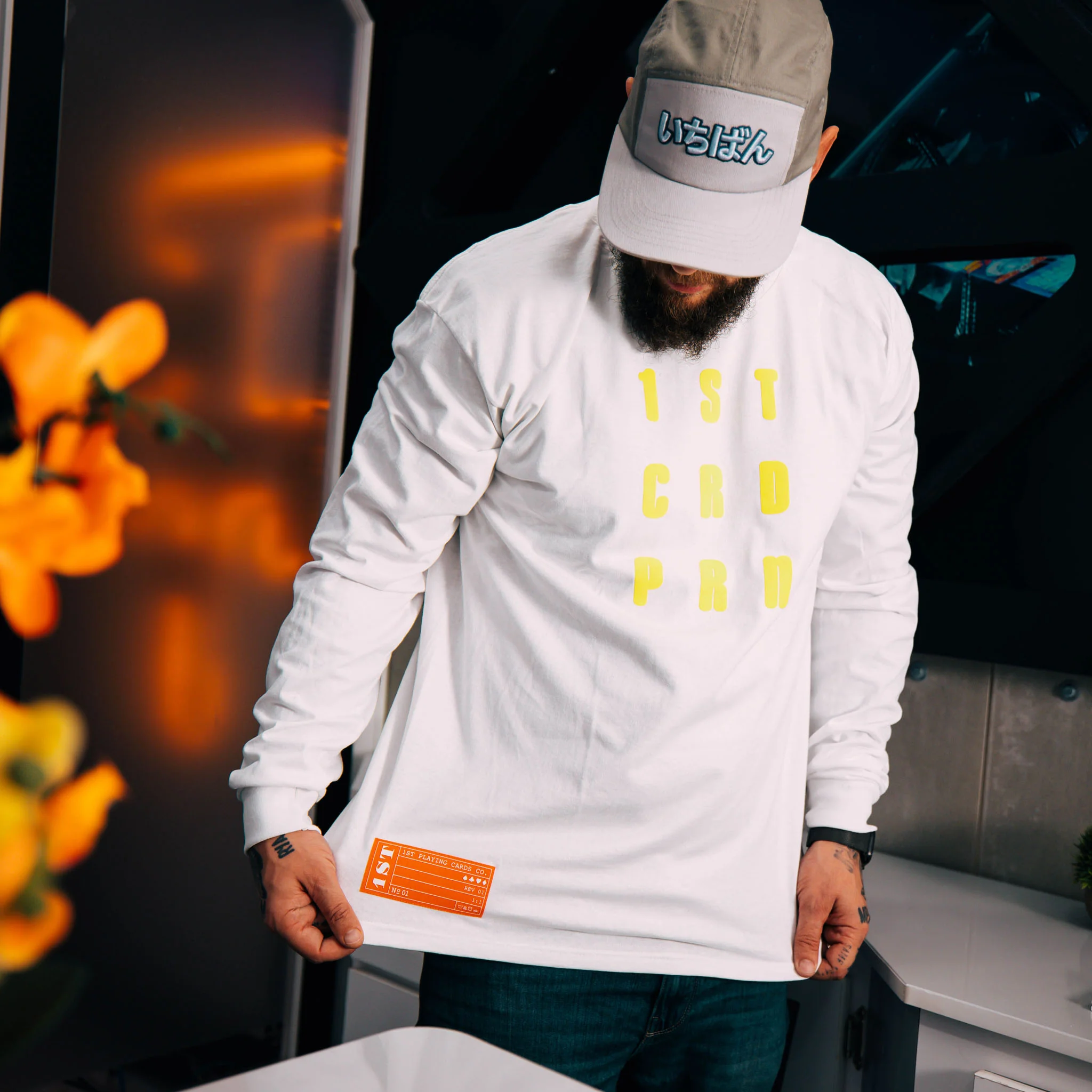 1ST White "CRDPRN" Long Sleeve Tee - Image 6